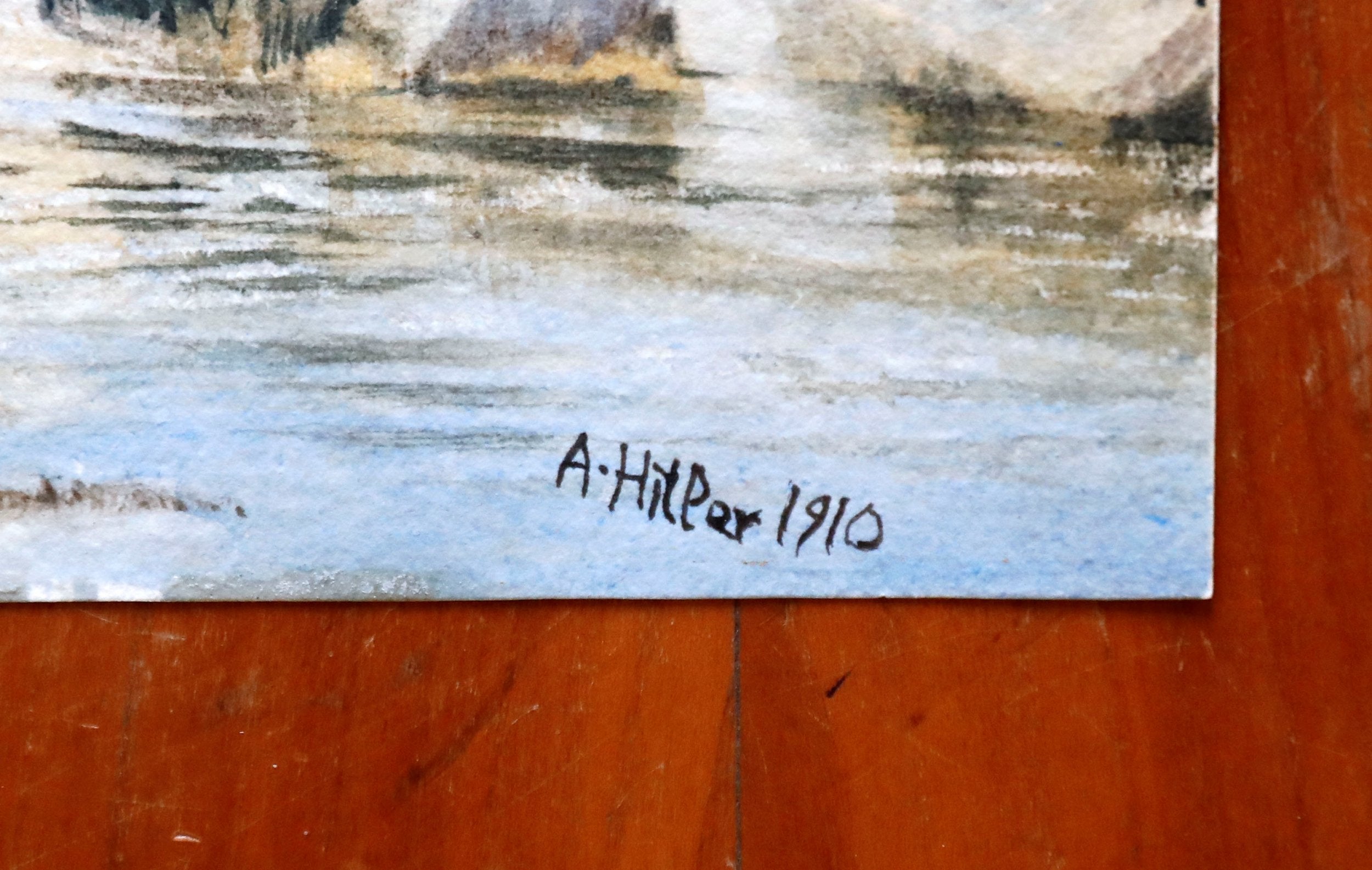 Hitler's signature on one of the watercolours, dated 1910