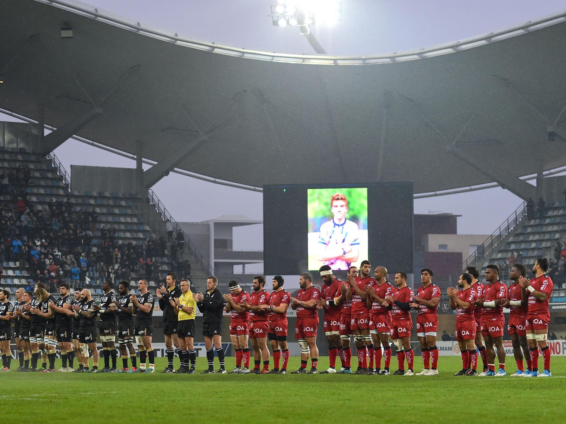 Montpellier and Toulon players pay tribute to Nicolas Chauvin