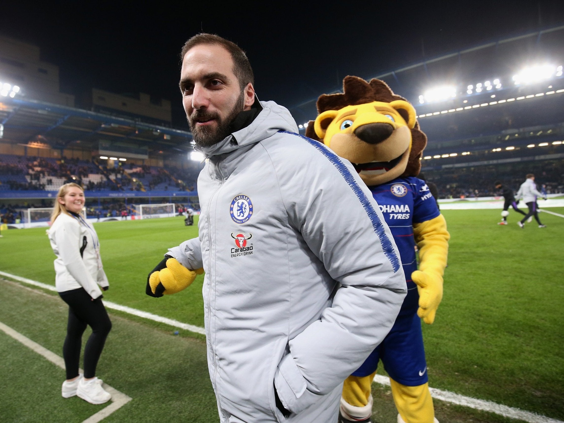 New Chelsea loan signing Gonzalo Higuain is paraded to fans