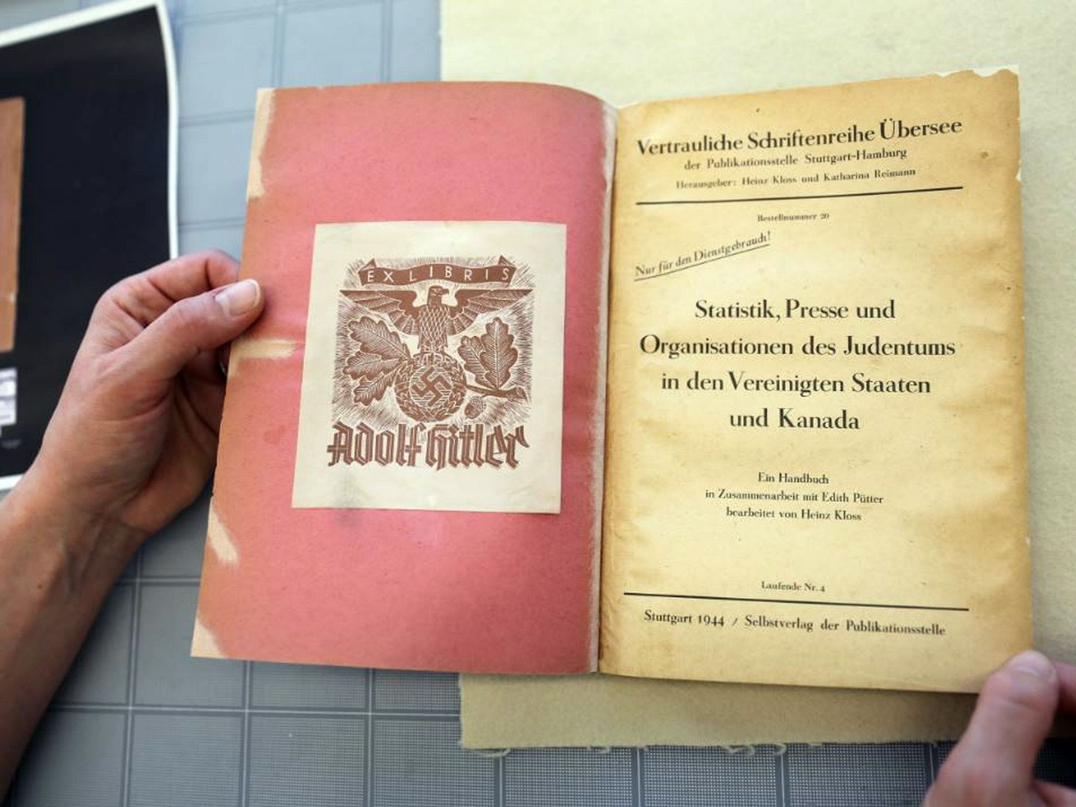 This image courtesy of Library and Archives Canada and released on 23 January 2019, show a rare 1944 book previously owned by Adolf Hitler.