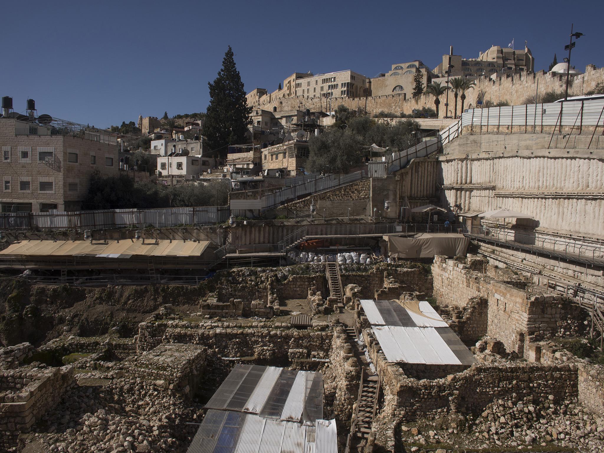 An area uncovered by archaeologists in the City of David and the Palestinian area of Wadi Hilweh