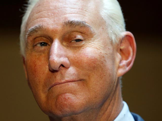 Roger Stone after appearing before a closed House Intelligence Committee hearing in September 2017