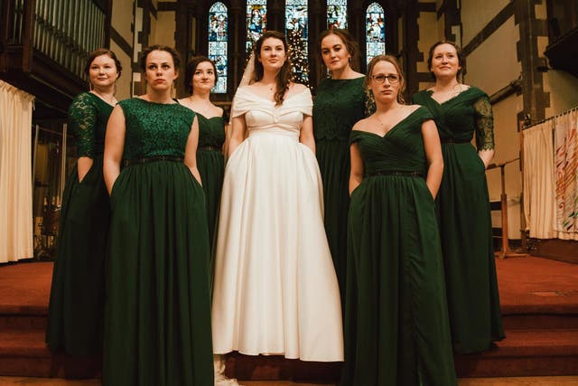 Eve Paterson with her bridesmaids on her wedding day