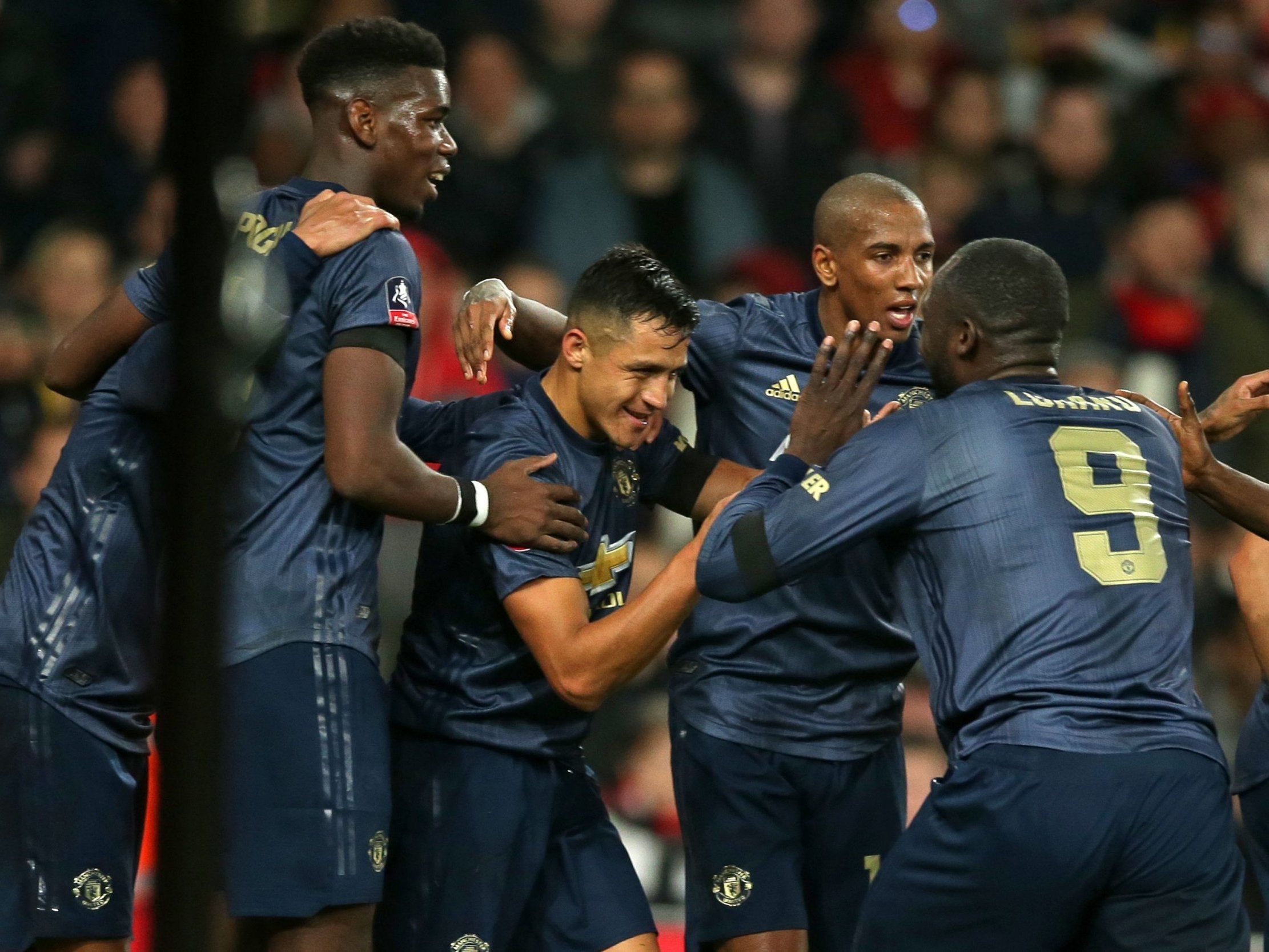 Alexis Sanchez celebrates after scoring United’s first