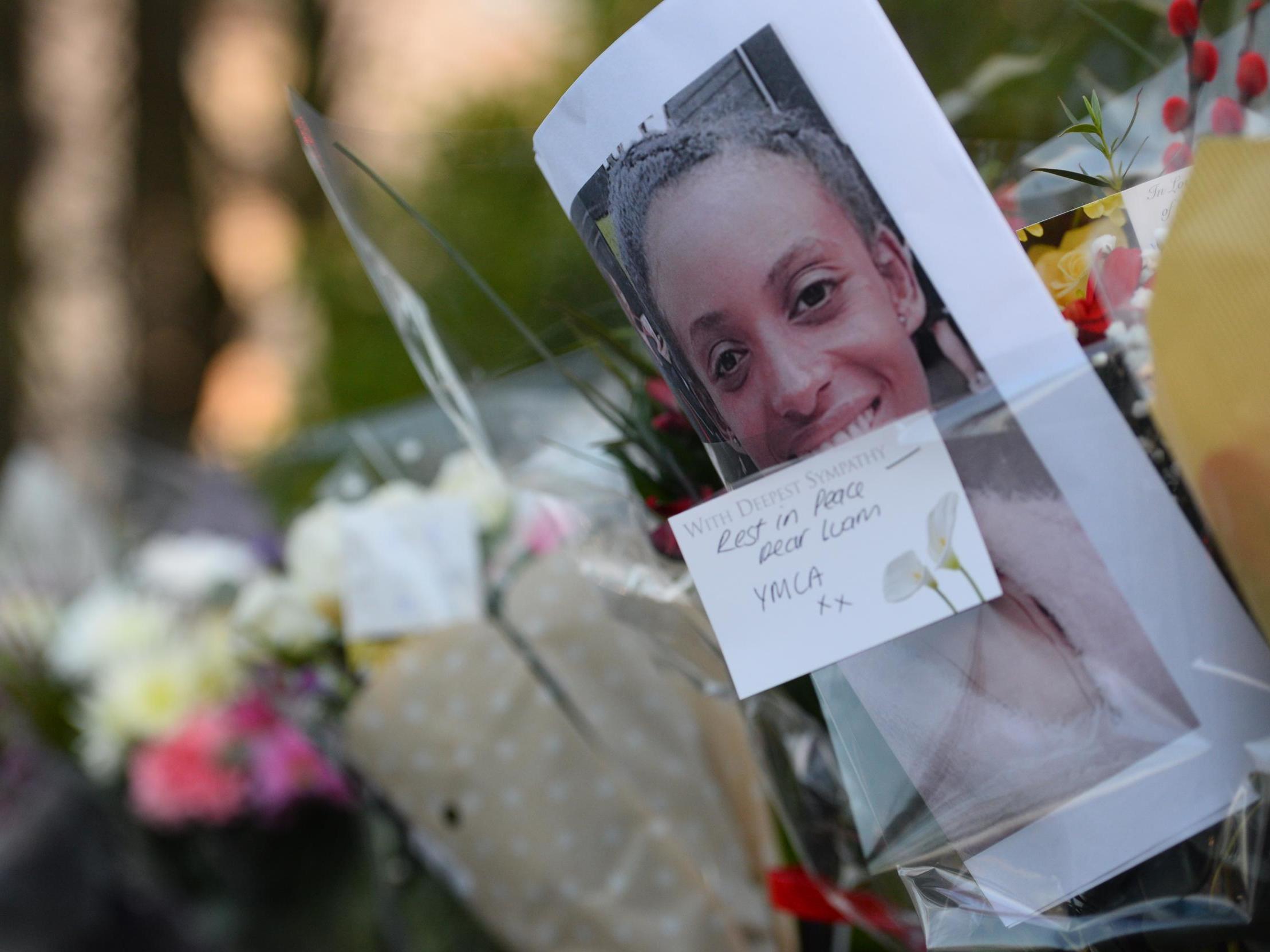 Floral tributes to a woman who died in Walthamstow