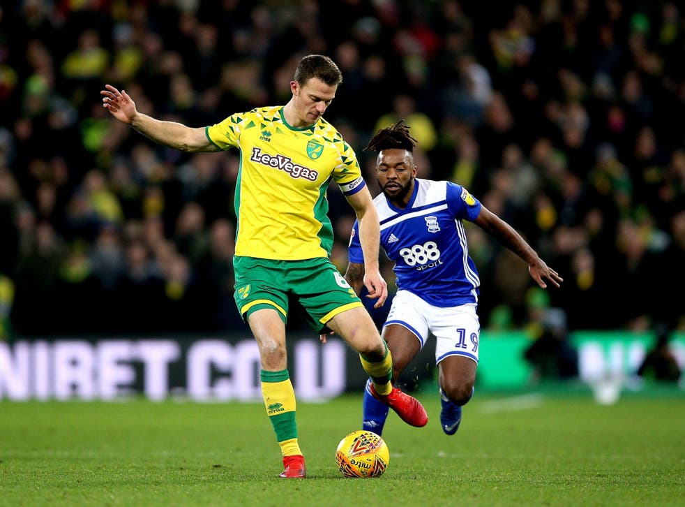 Christoph Zimmermann in action for Norwich against Birmingham in January