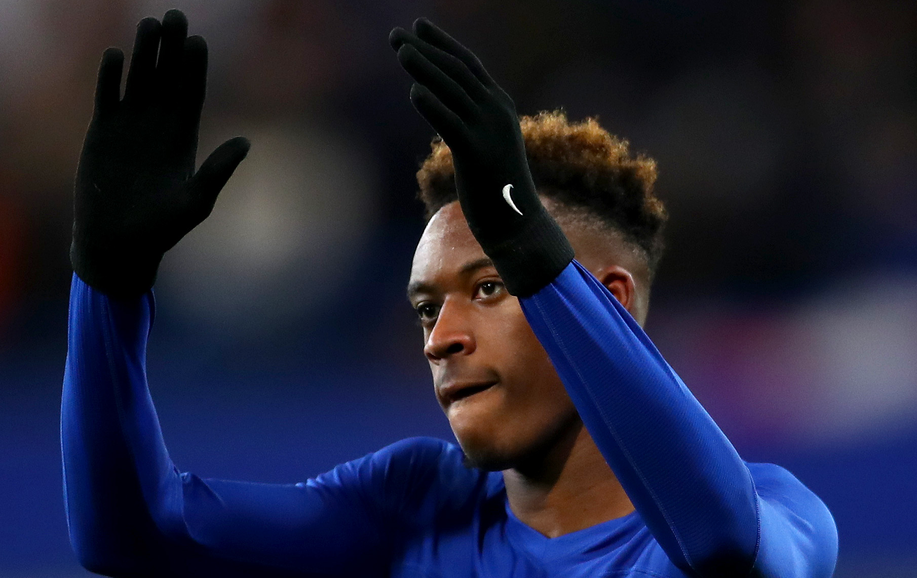 Callum Hudson-Odoi applauds the Chelsea fans