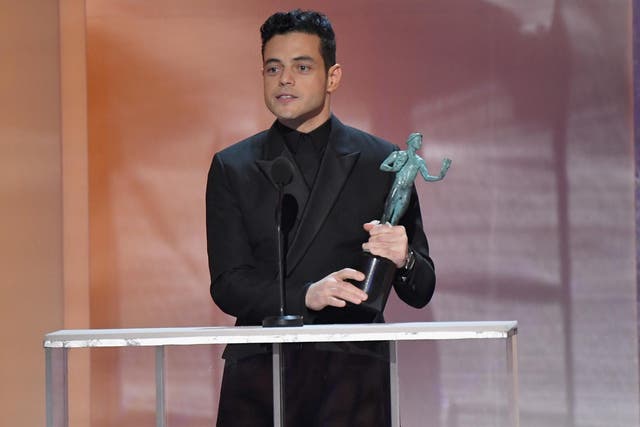 Rami Malek, winner of Outstanding Performance by a Male Actor in a Leading Role speaks onstage during the 25th Annual Screen Actors Guild Awards at The Shrine Auditorium on 27 January, 2019 in Los Angeles, California.
