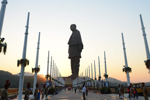 The "Statue Of Unity", the world's tallest statue dedicated to Indian independence leader Sardar Vallabhbhai Patel
