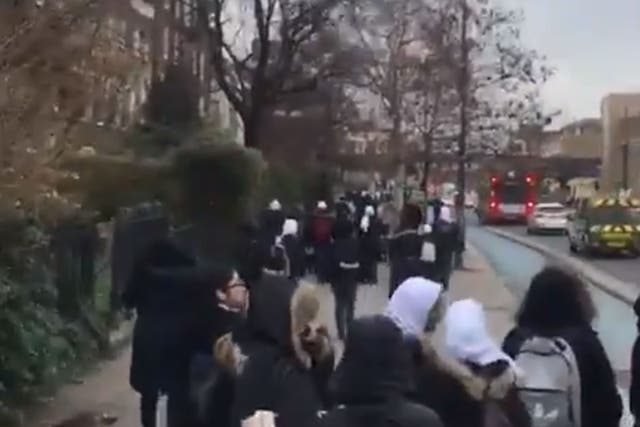 The man filmed a racist tirade while following schoolgirls down a road in Bow, east London