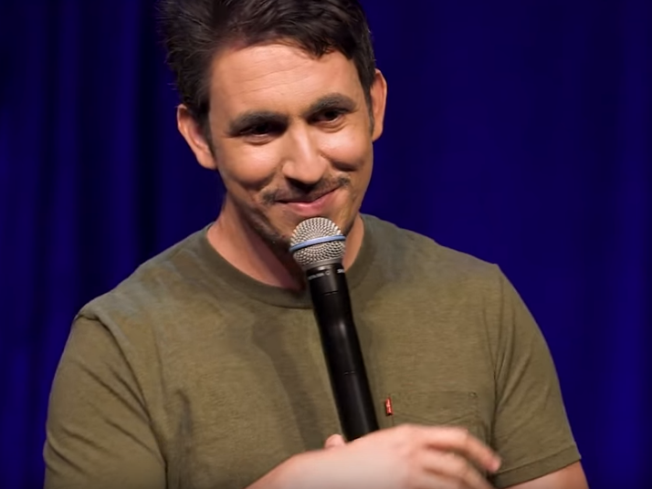 Pictured: Comedian Mohanad Elshieky delivers a TEDx talk on 5 November 2018 about the power of humour to unite people during times of grief and fear