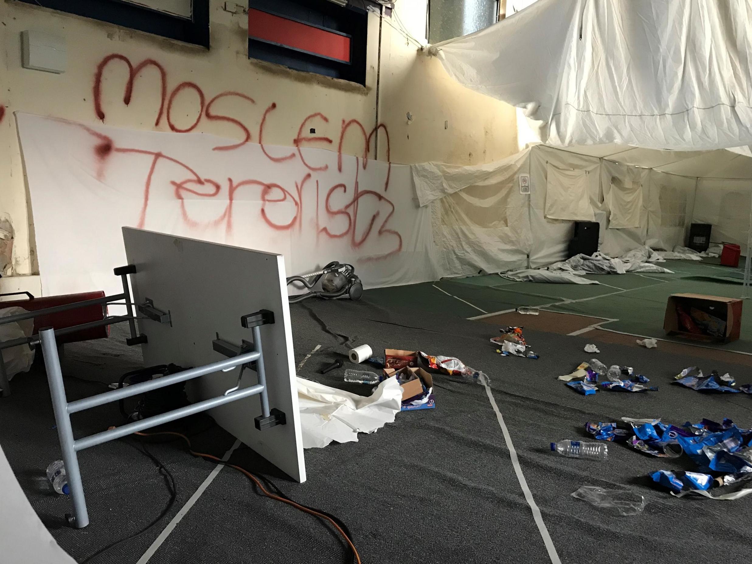 During the first attack on the Bahr Academy in January, vandals daubed racist graffiti on the prayer room walls