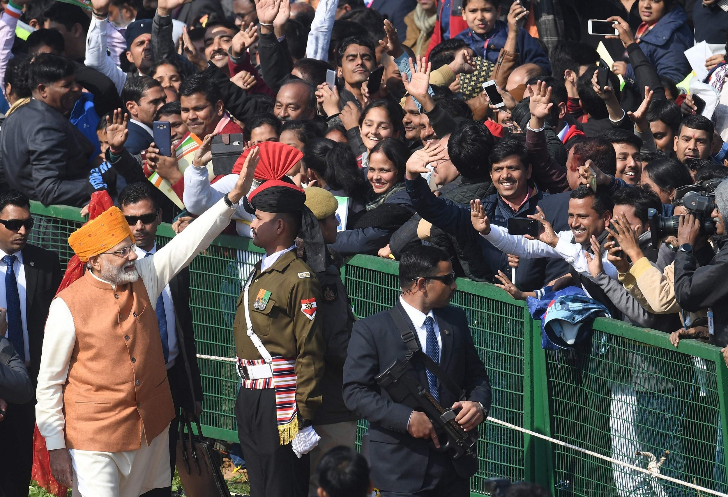 Narendra Modi, seen here at the 2019 Republic Day parade, made jobs creation a key election pledge