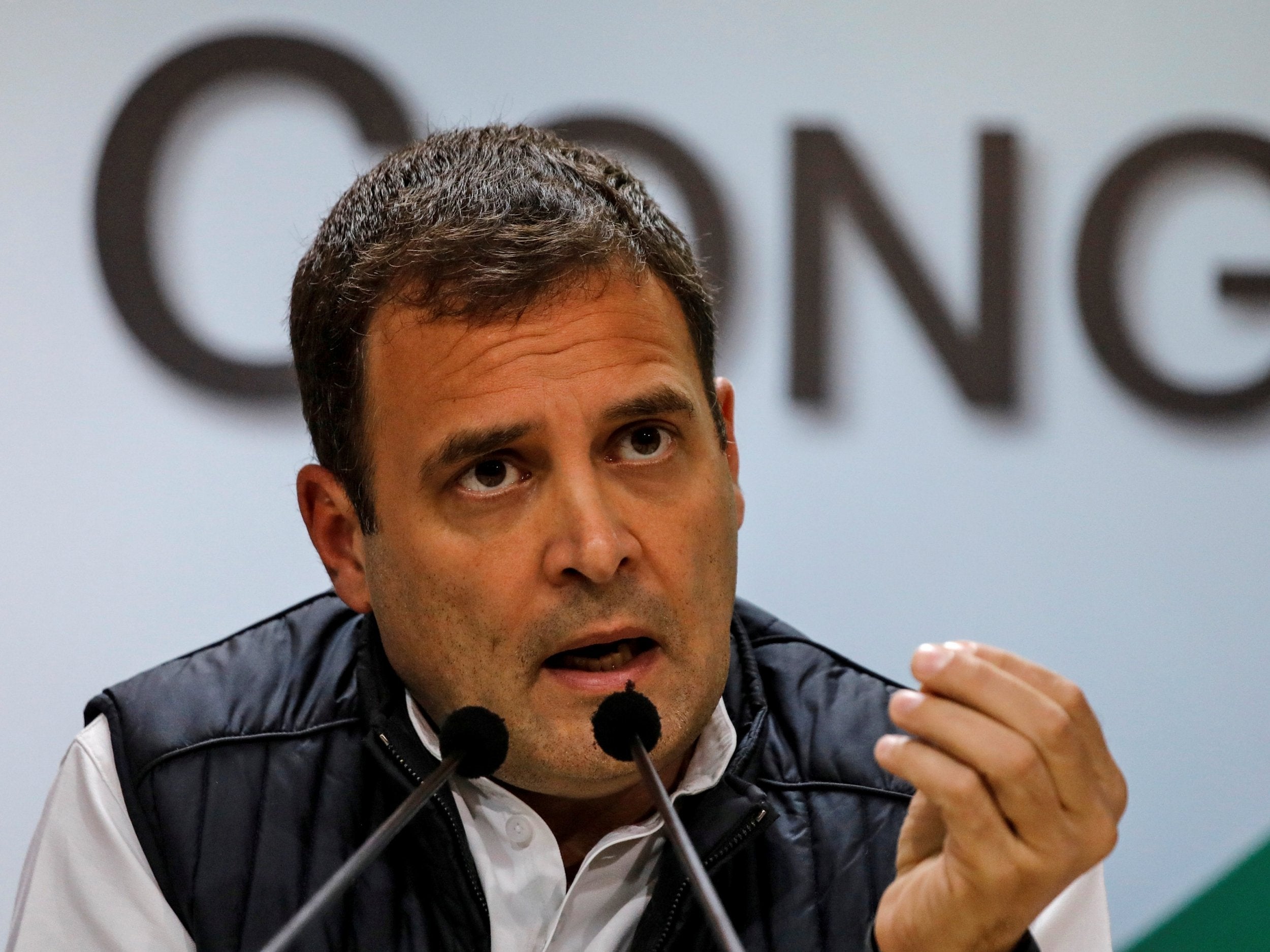File: Rahul Gandhi, president of India's main opposition Congress party, speaks at a news conference