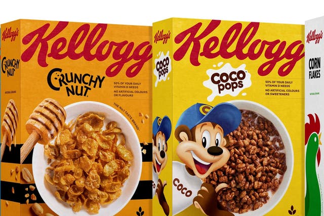 Kellogg’s cereals were updated with traffic light nutritional labelling last year but have kept ‘grossly irresponsible’ mascots on products like Coco Pops