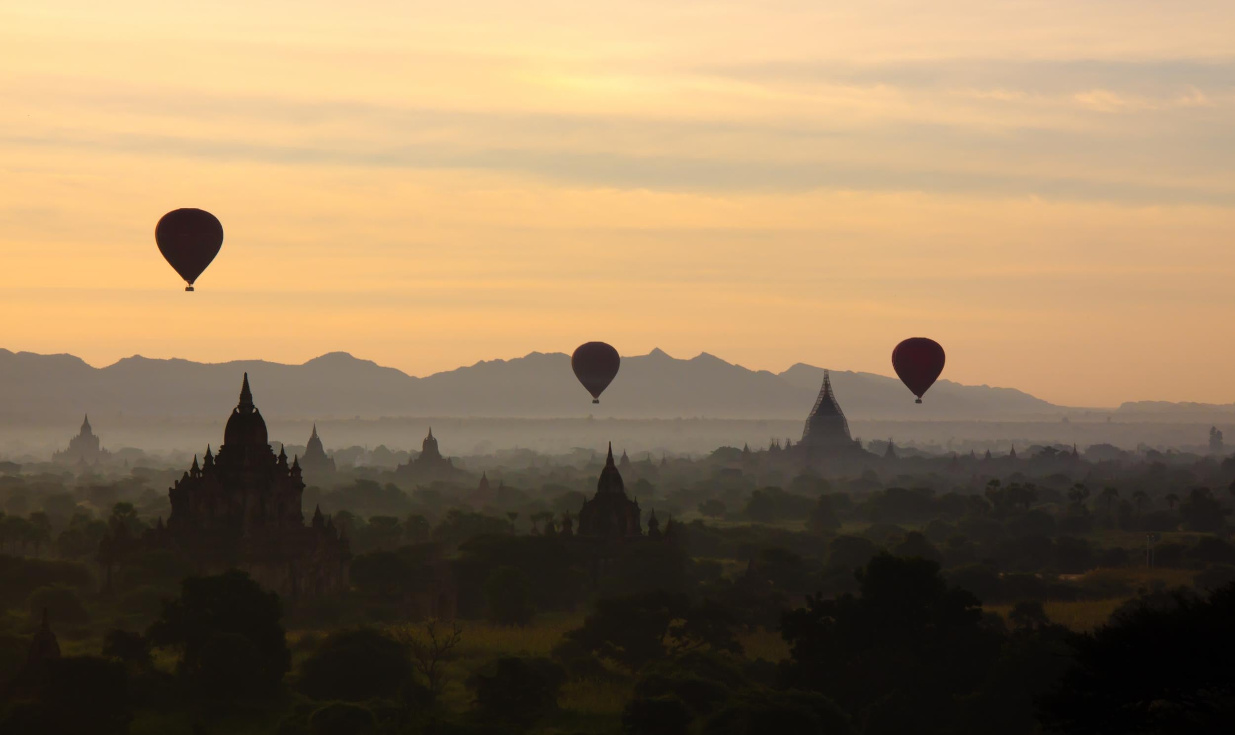 See Bagan's historic temple field from the sky