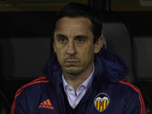 Gary Neville looks on during his time as Valencia manager