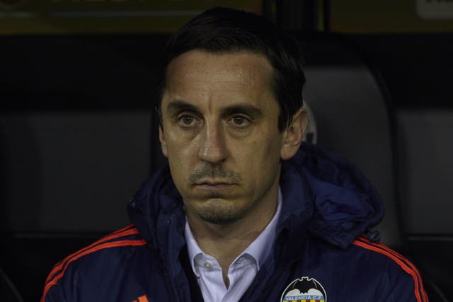 Gary Neville looks on during his time as Valencia manager