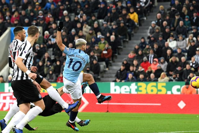Sergio Aguero steers City in front at St James' Park