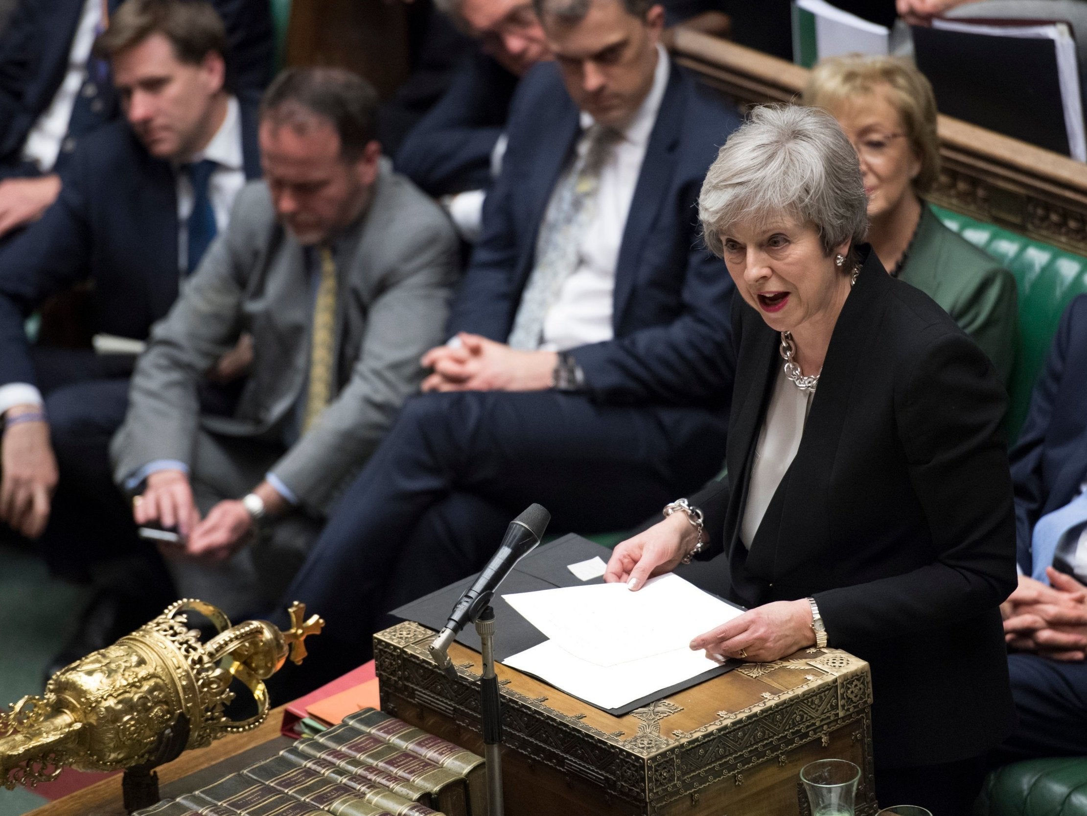 May addresses MPs following the voting on amendments on Tuesday