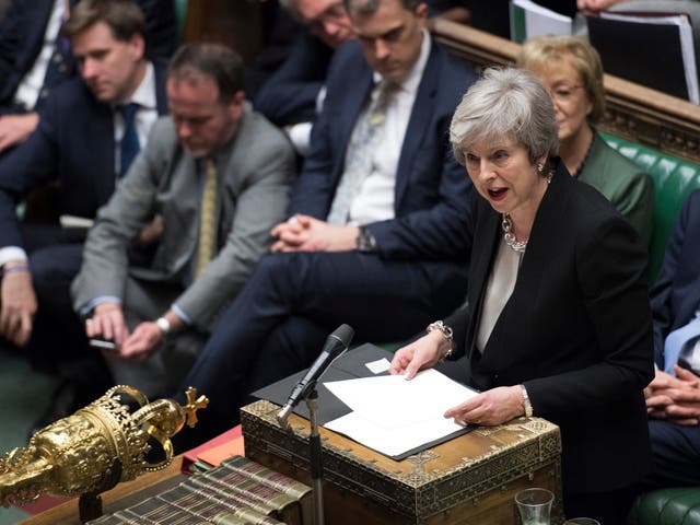May addresses MPs following the voting on amendments on Tuesday