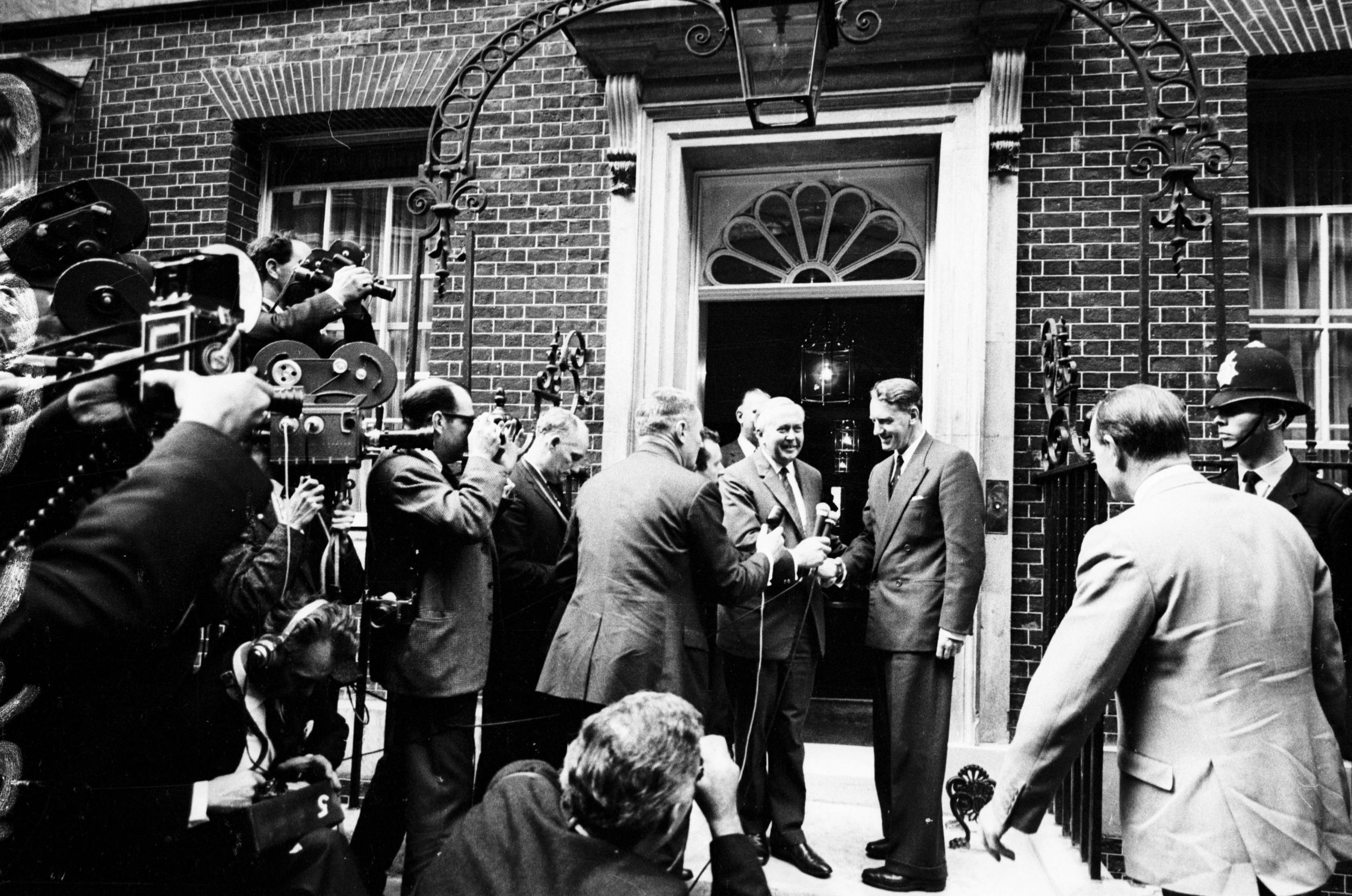 Smith at Downing Street with prime minister Harold Wilson in 1965