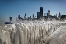 Lake Michigan has frozen over and the pictures are spectacular