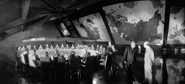 <p>Filming on the set of ‘Dr Strangelove’ in the 1960s</p>