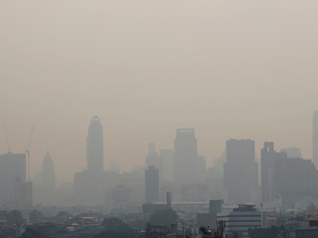 <p>Smog lingers over the city as heavy air pollution continues to affect Bangkok, Thailand</p>