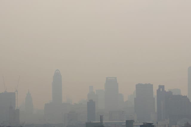 Smog lingers over the city as heavy air pollution continues to affect Bangkok, Thailand