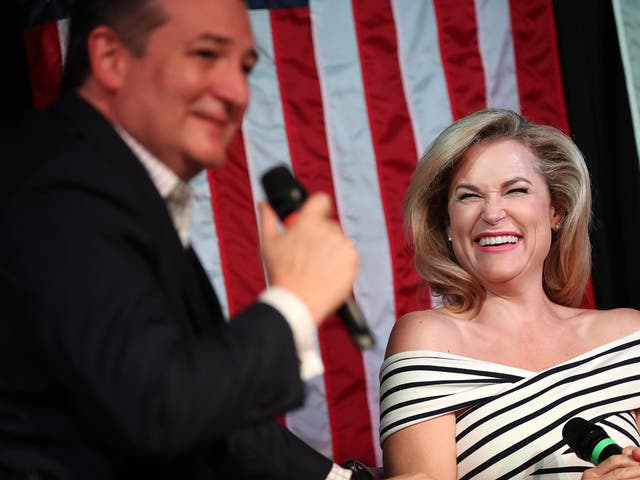US Senator Ted Cruz speaks as wife Heidi Cruz (R) looks on during a Women for Cruz rally on 3 November 2018 in Houston, Texas.