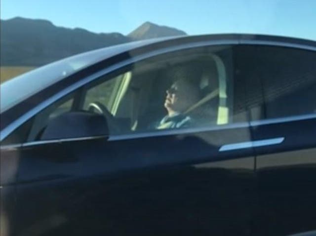 The Tesla Model X driver appeared to be sleeping at the wheel