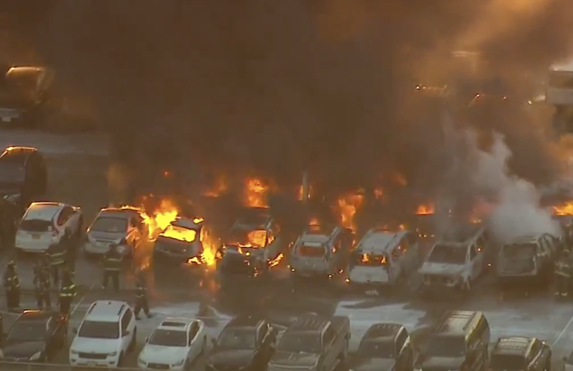 Aerial footage showed the extent of the fire Pic: ABC7 New York