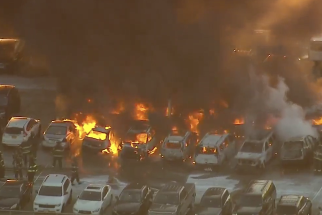 Aerial footage showed the extent of the fire Pic: ABC7 New York
