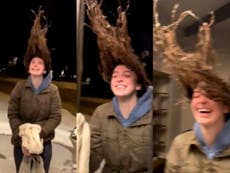Polar vortex: Woman's hair freezes as she steps outside