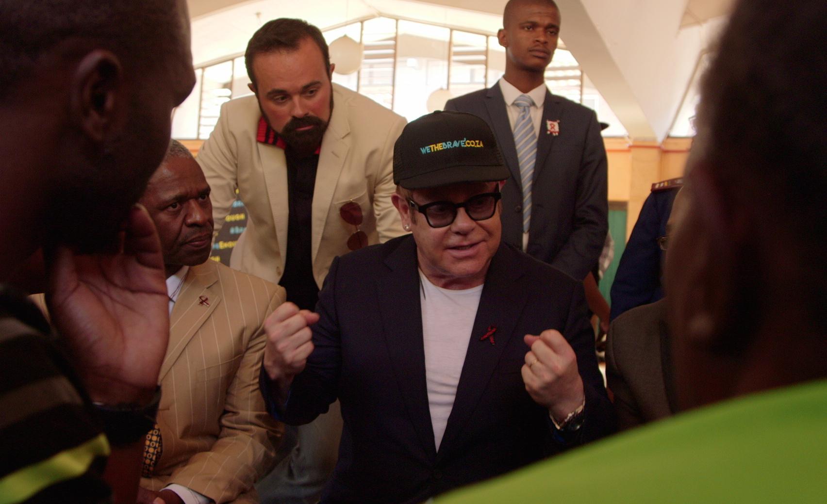 Sir Elton John and Evgeny Lebedev visit the Gateway clinic in Umlazi, which is backed by the singer’s charitable foundation