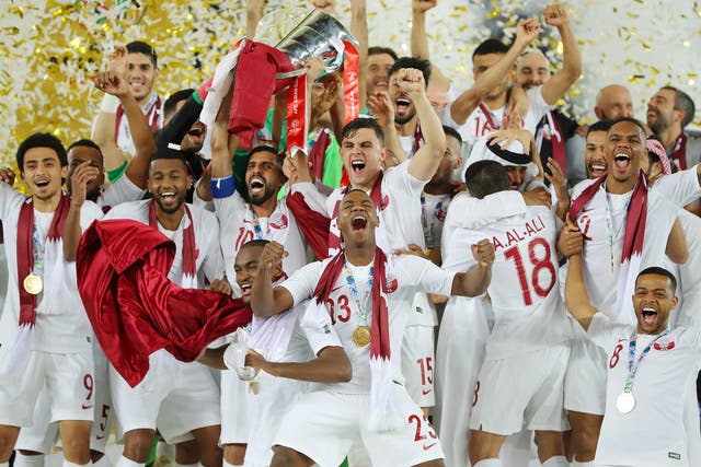 Qatar celebrate their Asian Cup triumph
