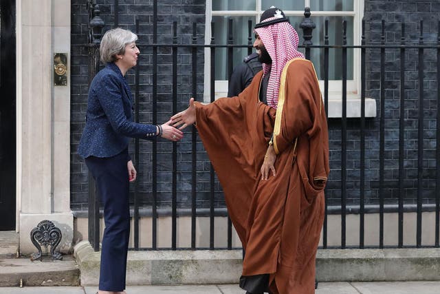 Theresa May with Crown Prince Mohammed bin Salman outside Downing Street
