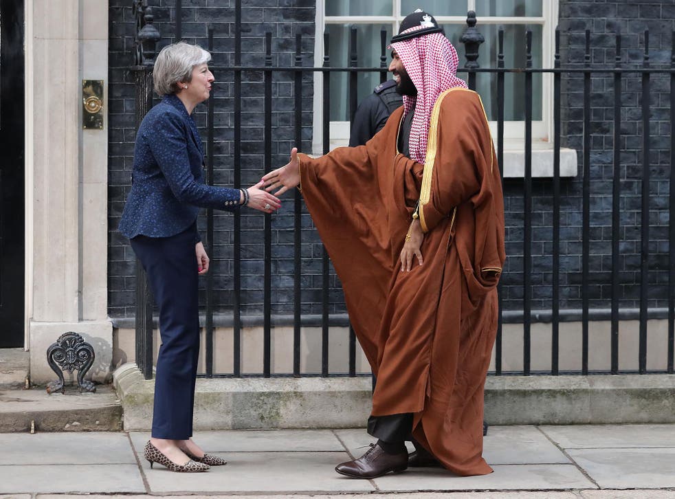 Theresa May with Crown Prince Mohammed bin Salman outside Downing Street
