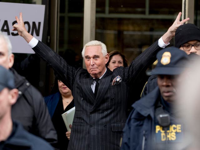 Roger Stone after he was released on bail in January 2019