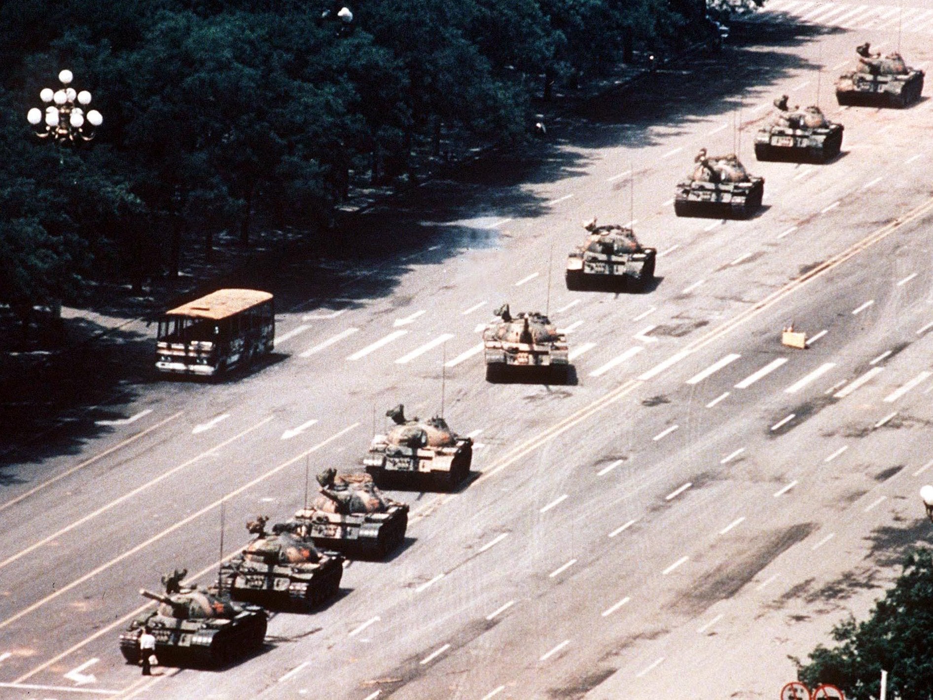 Tanks rolling into Tiananmen Square in Beijing to quell pro-democracy demonstrations – one of the most memorable and important international stories in post-war history
