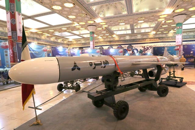 Hoveizeh, Iran's new cruise missile is exposed during an exhibition in the capital Tehran on 2 February 2019. Iran announced the successful test of a new cruise missile with a range of over 1,350 kilometres on today, state TV reported.