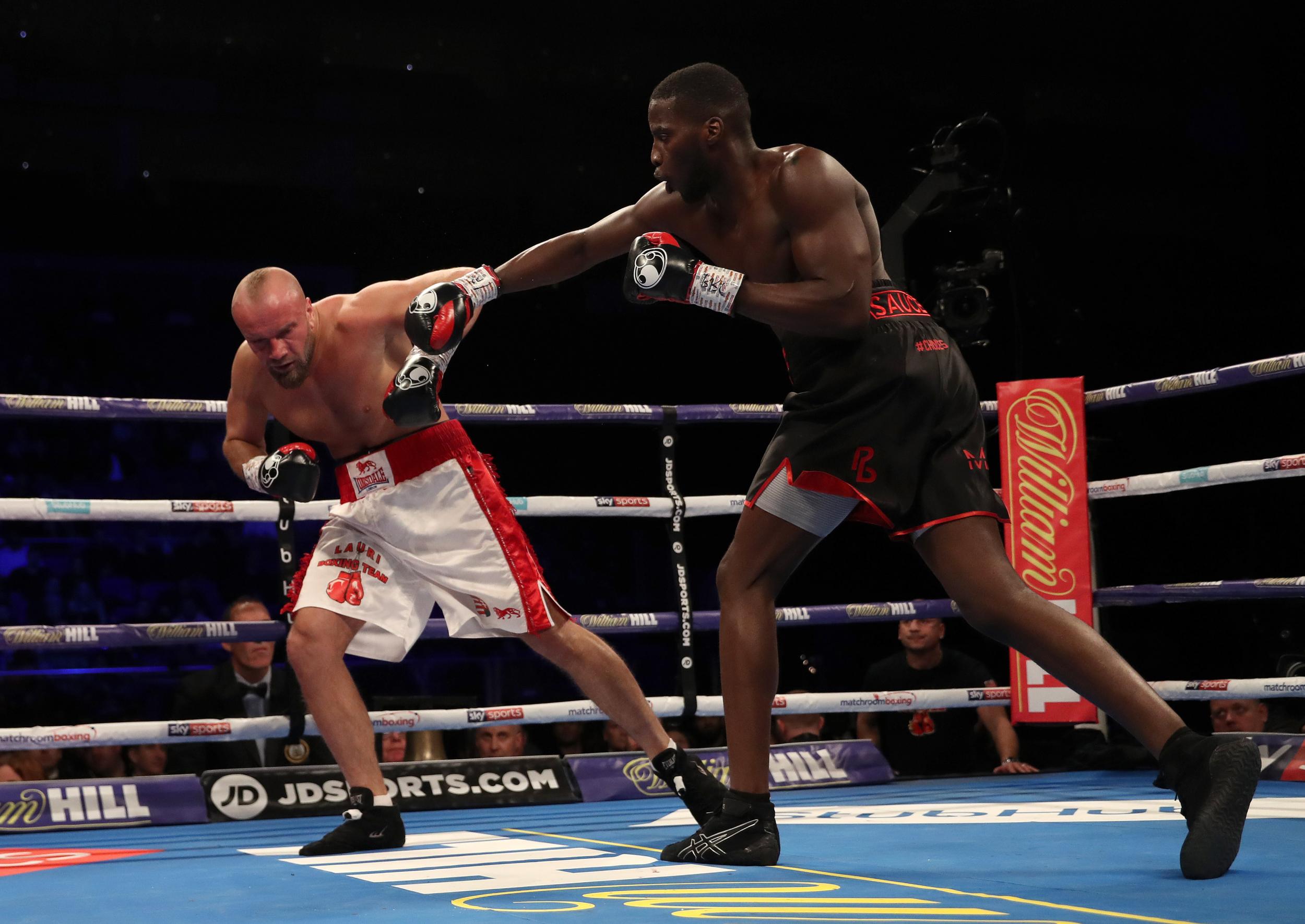 Okolie floored Lodi three times on the way to a third-round win