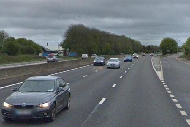 The Saab traveled for ten miles along the hard shoulder of the westbound M4 before being stopped near Membury services