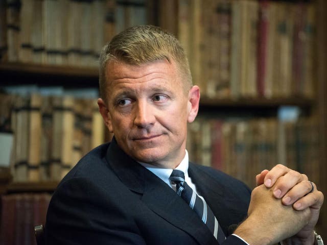 Erik Prince, the founder of Blackwater, at the Oxford Union