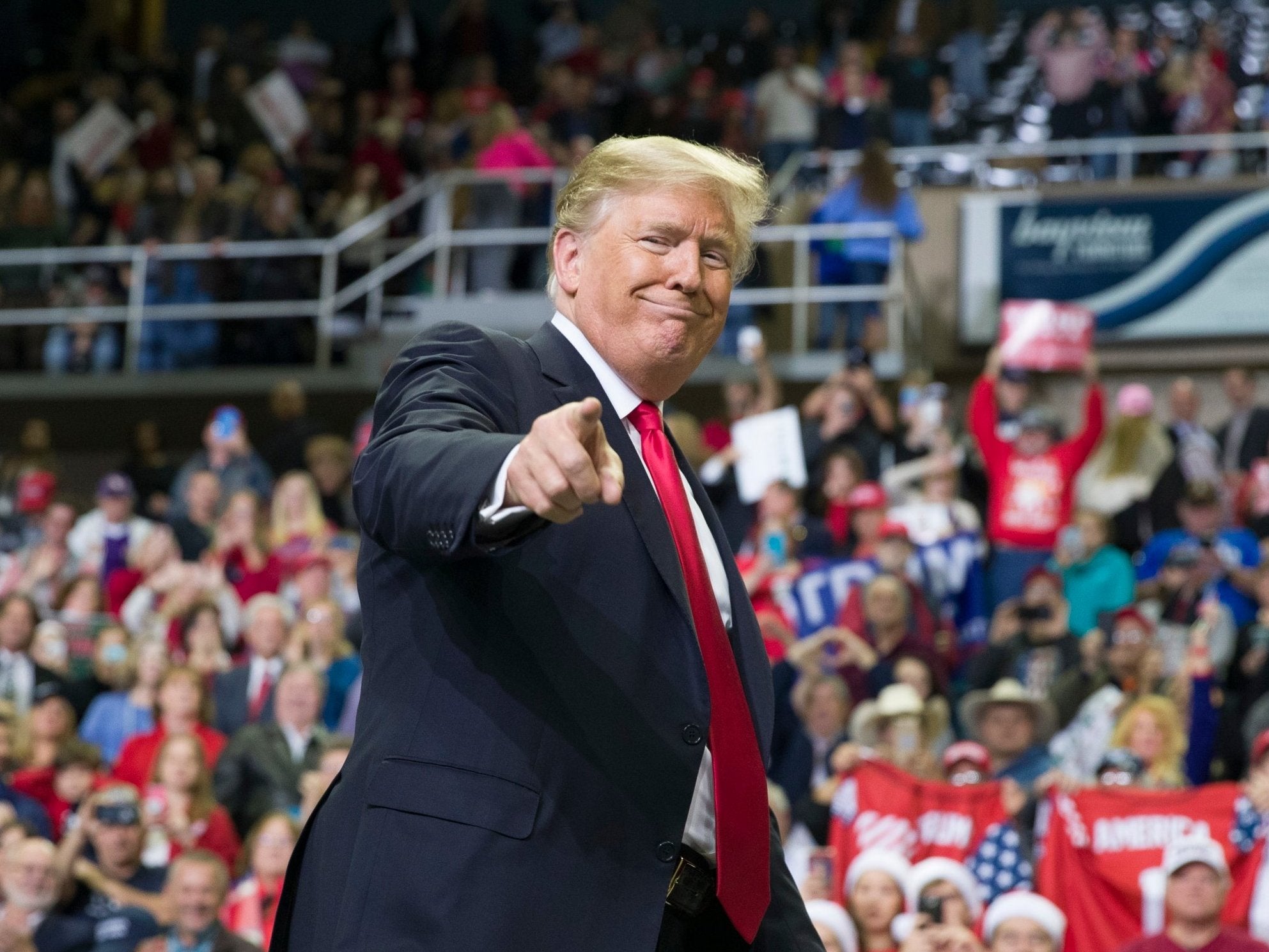 Donald Trump, pictured at a rally in Mississippi, is determined to stamp out internal Republican opposition