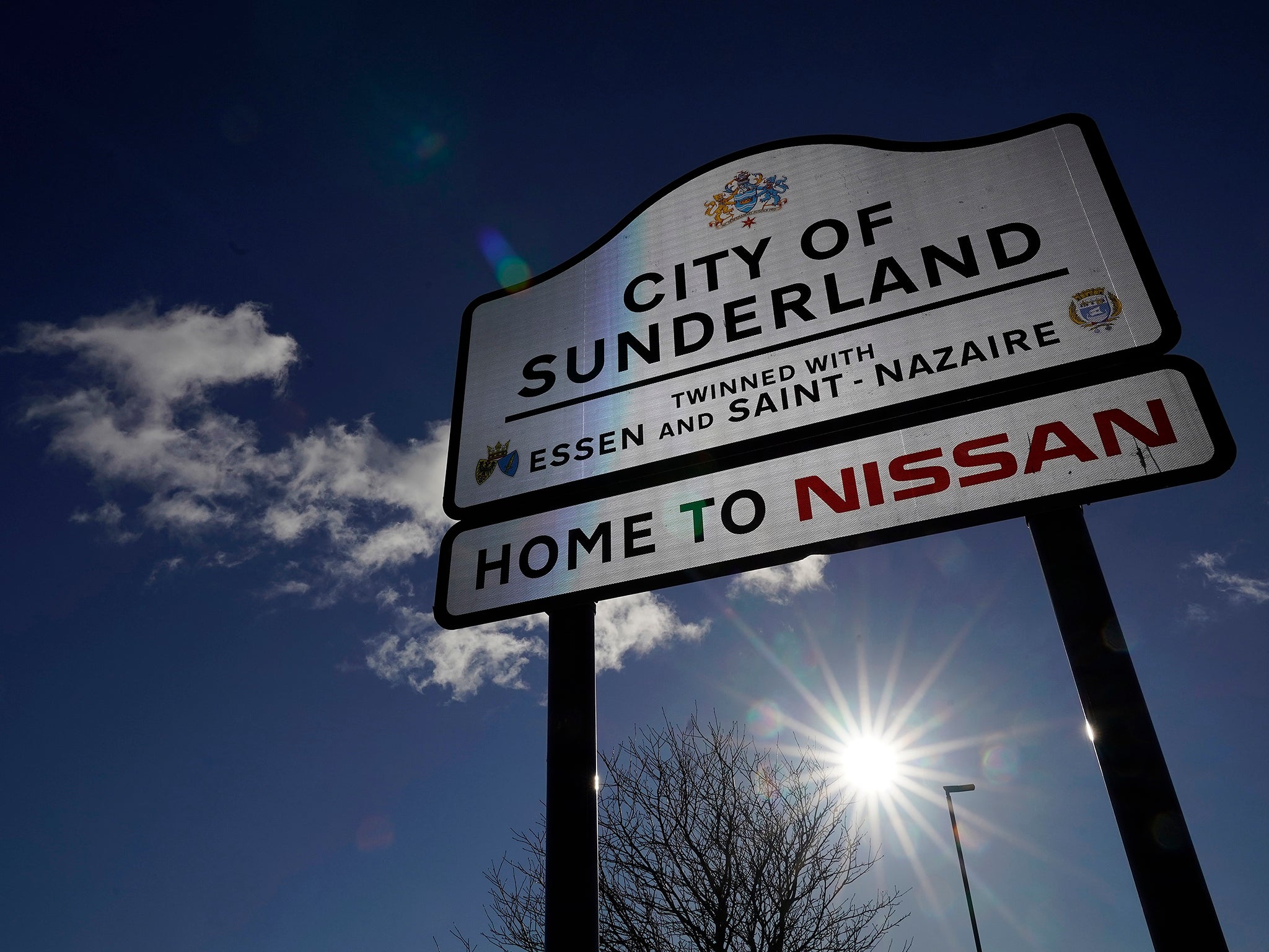 A sign at the Sunderland car assembly plant of Nissan
