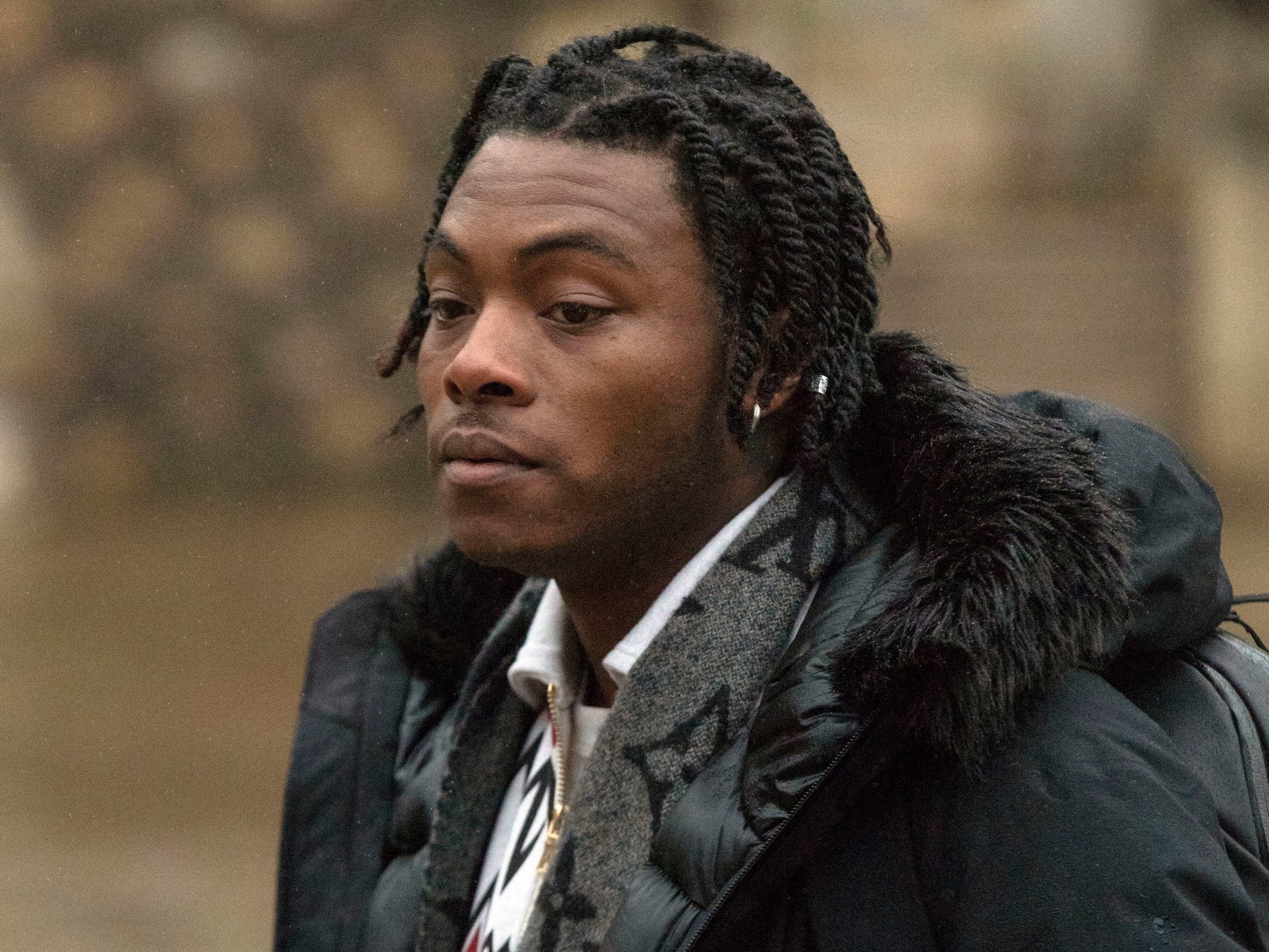 Ceon Broughton, 29, arrives at Winchester Crown Court on 4 February, 2019, where he is charged in connection with the death of Michie Fletcher-Michie.