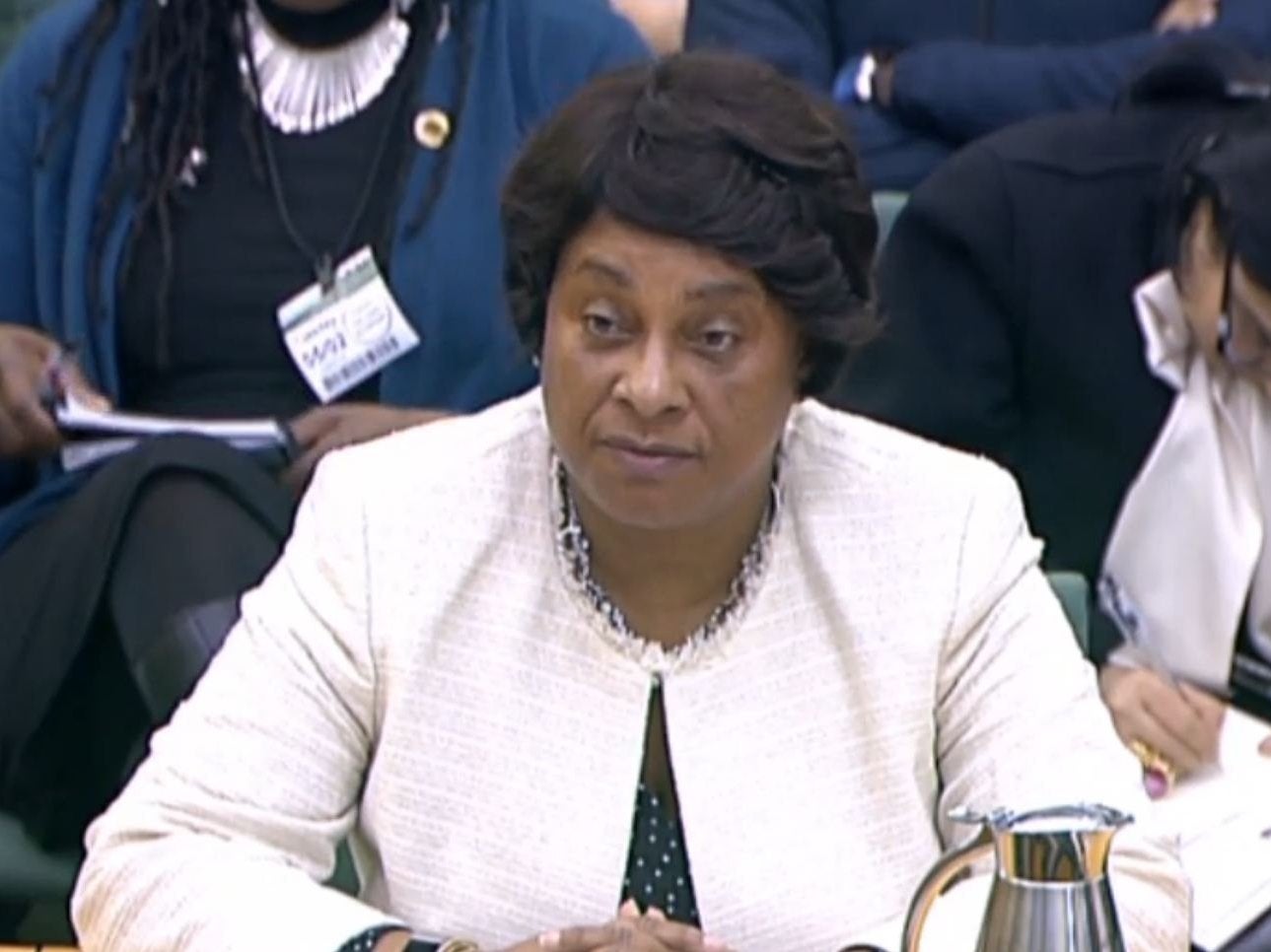 Baroness Lawrence, mother of murdered teenager Stephen, gives evidence to the Home Affairs Committee yesterday