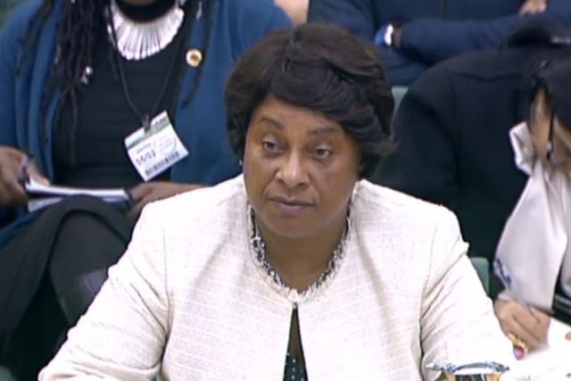 Baroness Lawrence, mother of murdered teenager Stephen, gives evidence to the Home Affairs Committee yesterday